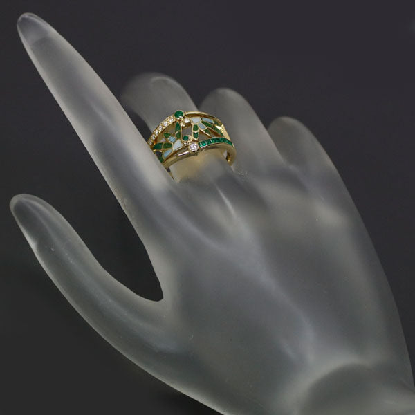 Mariella Enamel/K18YG Emerald Diamond Ring 