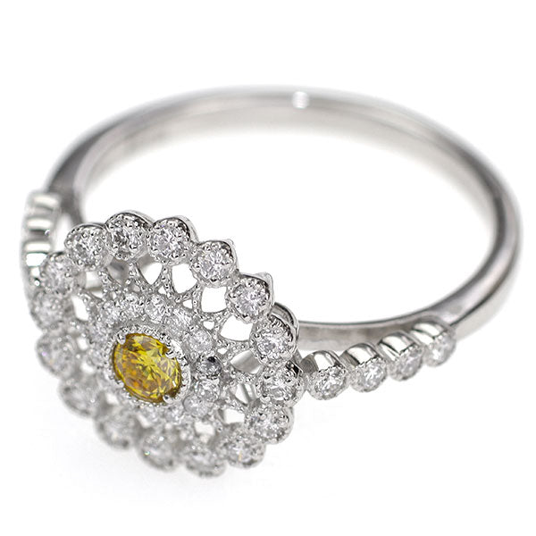 New Pt900 Natural Vivid Yellow Diamond Ring 0.107ct FVY SI2 D0.27ct [E –  セルビーオンラインストア