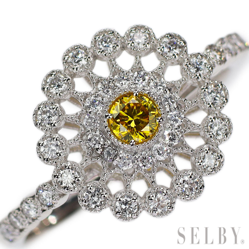 New Pt900 Natural Vivid Yellow Diamond Ring 0.107ct FVY SI2 D0.27ct [E –  セルビーオンラインストア