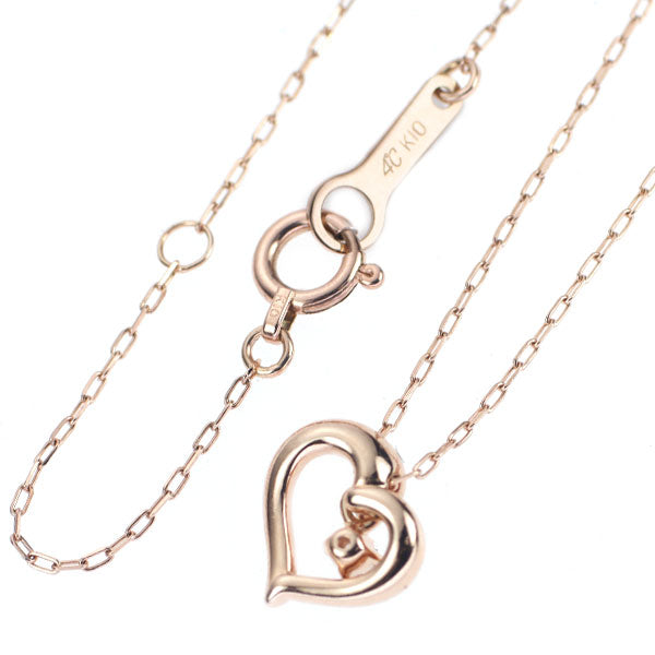 4℃ K10PG Diamond Pendant Necklace Heart 