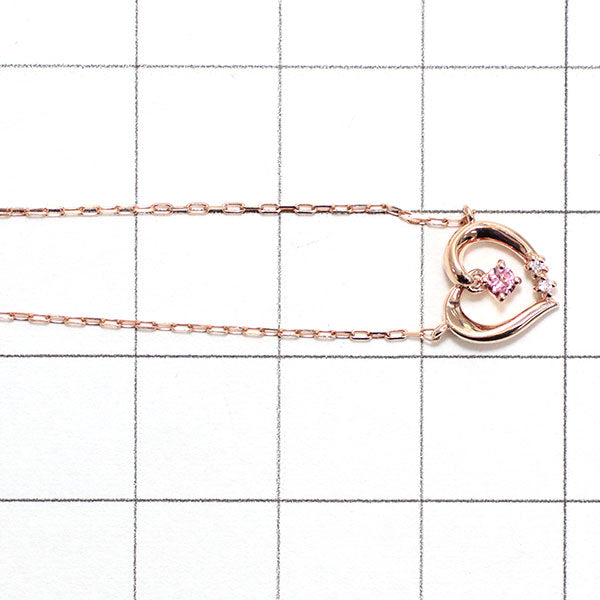 4℃ K10PG Pink Tourmaline Diamond Pendant Necklace Heart 