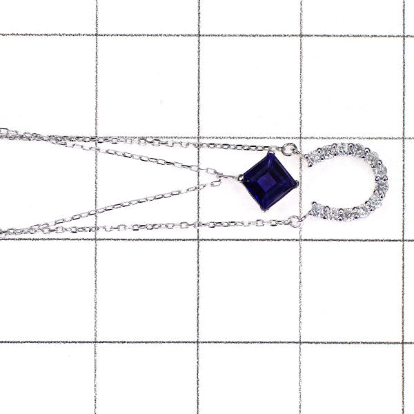 Pt850 Iolite Diamond Necklace Horseshoe 