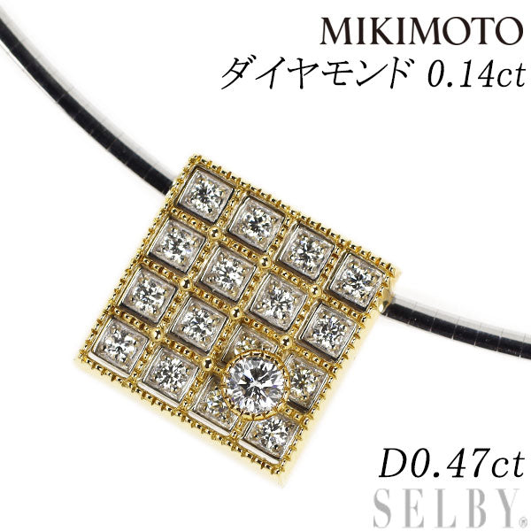 MIKIMOTO K18YG/WG Diamond Pendant Necklace 0.14ct D0.47ct 