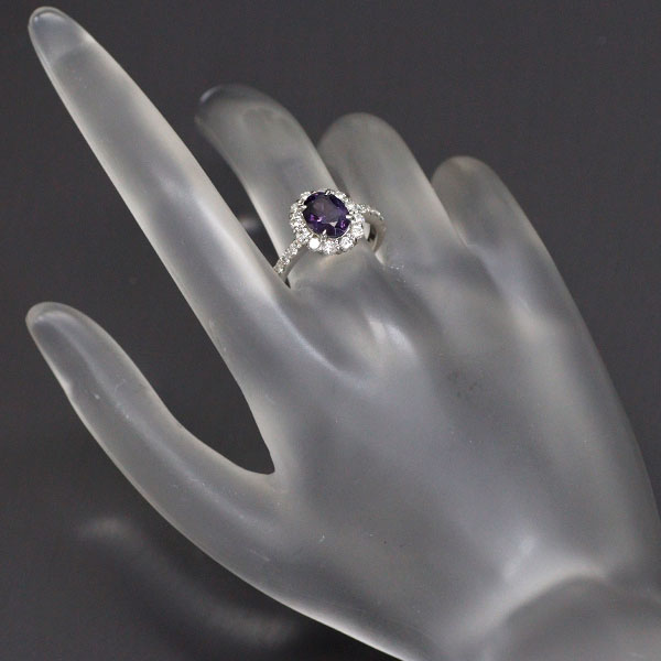 Pt900 Purple Spinel Diamond Ring 1.738ct D0.75ct 