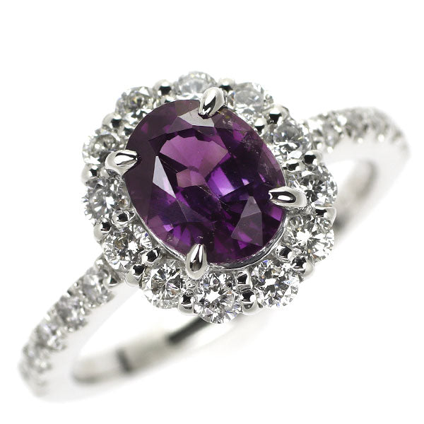 Pt900 Purple Spinel Diamond Ring 1.738ct D0.75ct 