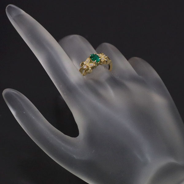 K18YG Emerald Diamond Ring 0.43ct D0.08ct 