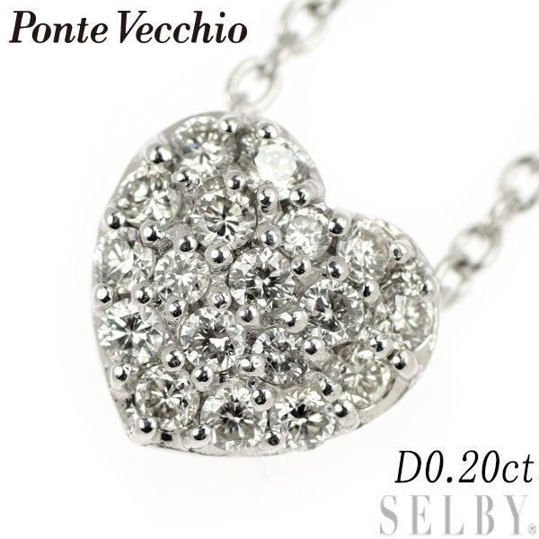 Ponte Vecchio K18WG Diamond Pendant Necklace 0.20ct Heart 