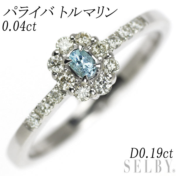 Pt950 Paraiba Tourmaline Diamond Ring 0.04ct D0.19ct 