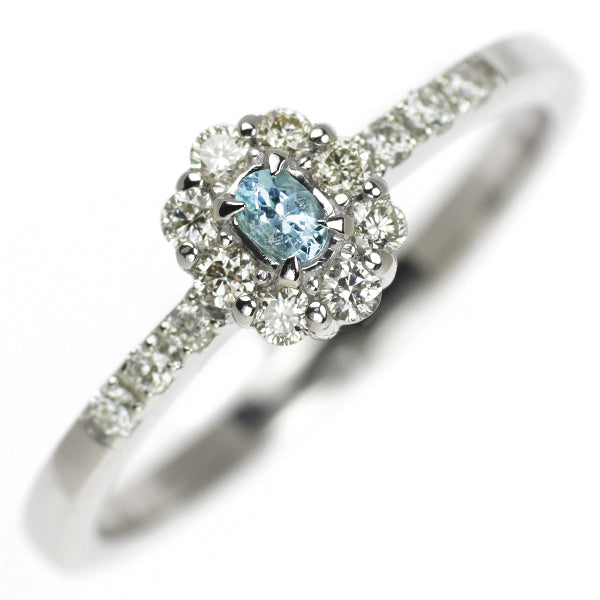 Pt950 Paraiba Tourmaline Diamond Ring 0.04ct D0.19ct 