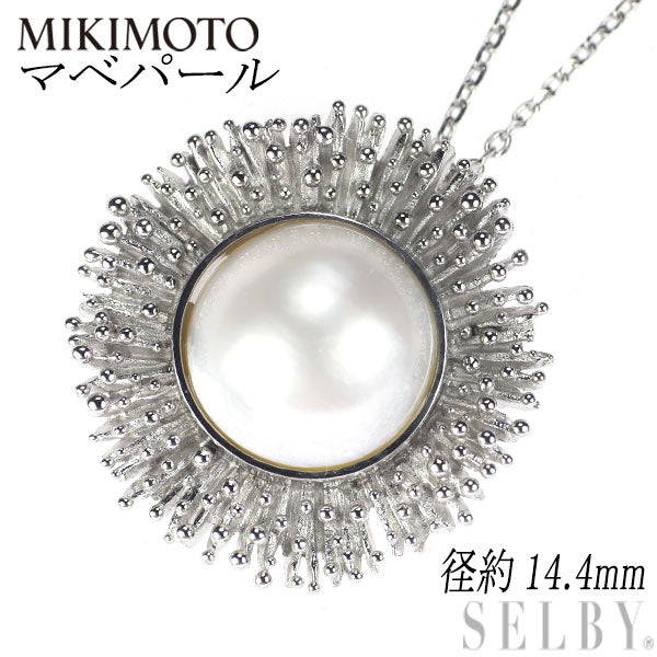 Mikimoto K14WG Mabe Pearl Pendant Necklace, Diameter approx. 14.4mm, Vintage 