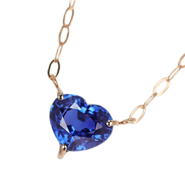 New K18PG heart-shaped sapphire pendant necklace 0.836ct 