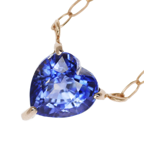 New K18PG heart-shaped sapphire pendant necklace 0.899ct 