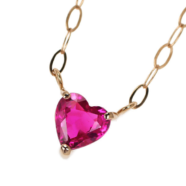 New K18PG Heart Shape Ruby Pendant Necklace 0.270ct 