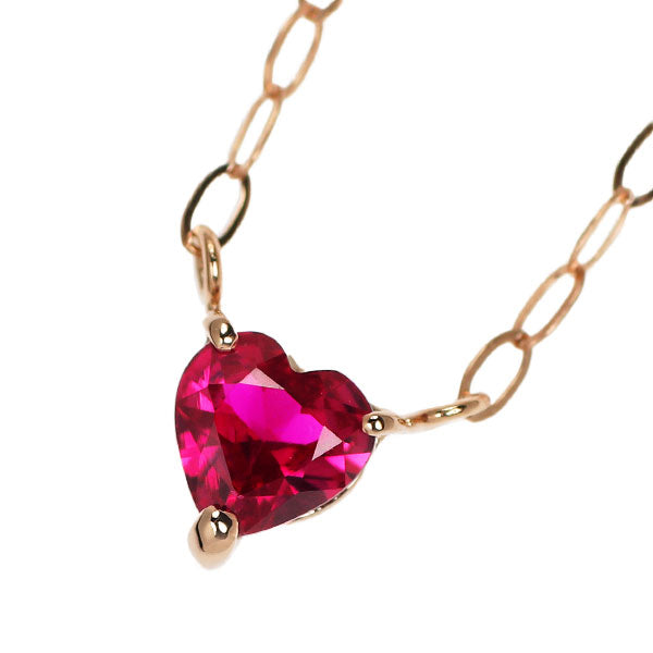 Brand new K18PG heart-shaped ruby ​​pendant necklace 0.215ct 