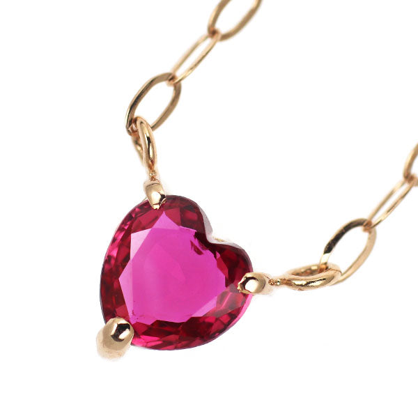 New K18PG Heart Shape Ruby Pendant Necklace 0.251ct 
