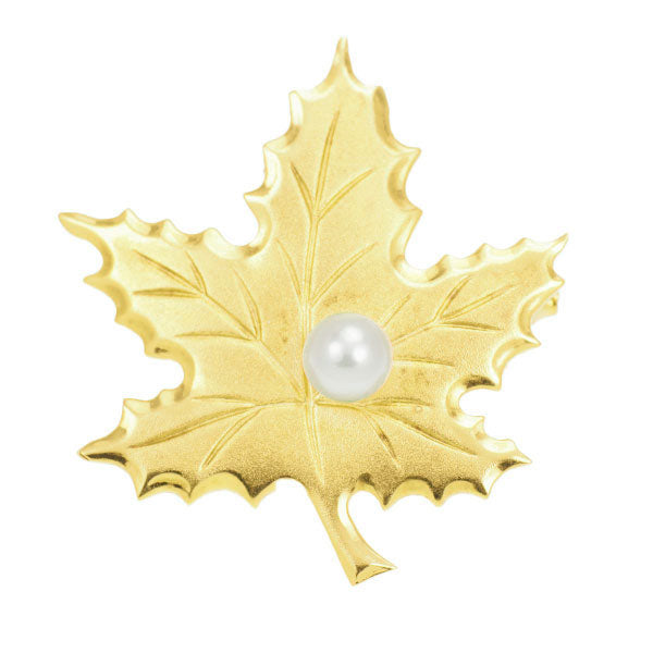 MIKIMOTO K18YG Akoya pearl brooch, diameter approx. 4.5mm, plant 