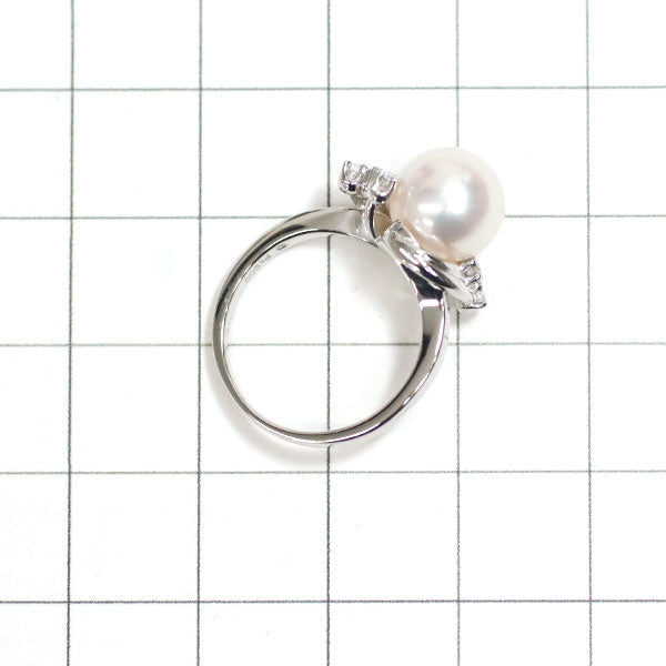 MIKIMOTO Pt900 Akoya pearl diamond ring, diameter approx. 8.6mm 