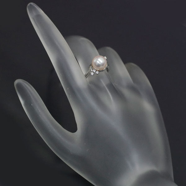 MIKIMOTO Pt900 Akoya pearl diamond ring, diameter approx. 8.6mm 