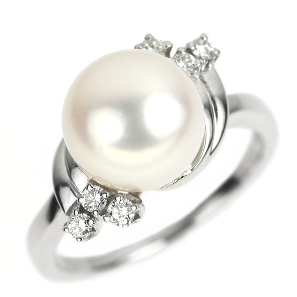 MIKIMOTO Pt900 Akoya pearl diamond ring, diameter approx. 8.6mm 