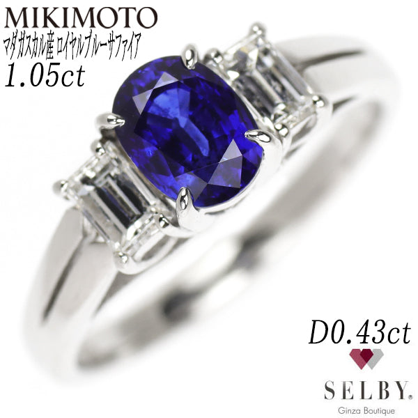 MIKIMOTO Pt900 Madagascar Royal Blue Sapphire Diamond Ring #11.0 S1.05ct /0.43ct 《Selby Ginza Store》 [S, Like New, Polished] [Used] 