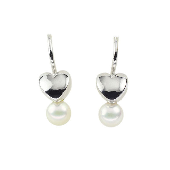 MIKIMOTO K18WG Akoya pearl earrings, diameter approx. 4.6mm, heart 