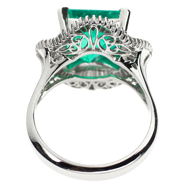 Pt900 Emerald Diamond Ring 5.26ct D1.01ct 