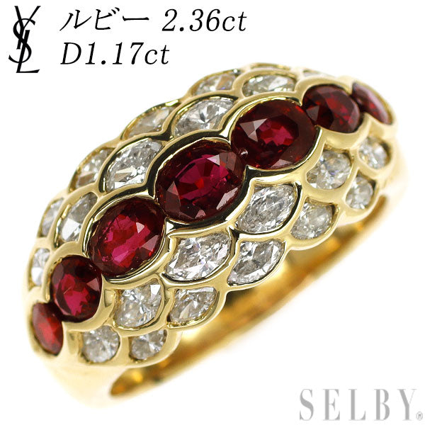 Yves Saint Laurent K18YG Ruby Diamond Ring 2.36ct D1.17ct 