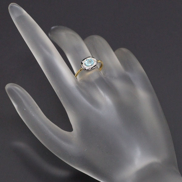 K18YG/Pt900 Paraiba Tourmaline Diamond Ring 0.380ct D0.018ct 
