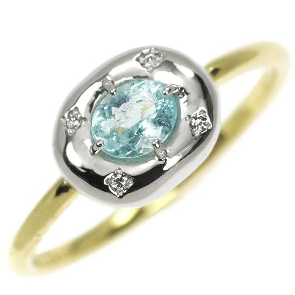 K18YG/Pt900 Paraiba Tourmaline Diamond Ring 0.380ct D0.018ct 