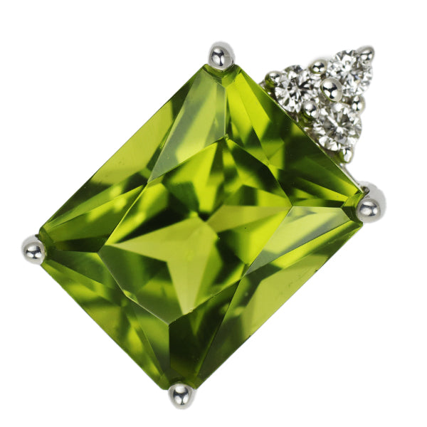 K18WG Peridot Diamond Pendant Top 3.66ct D0.05ct 