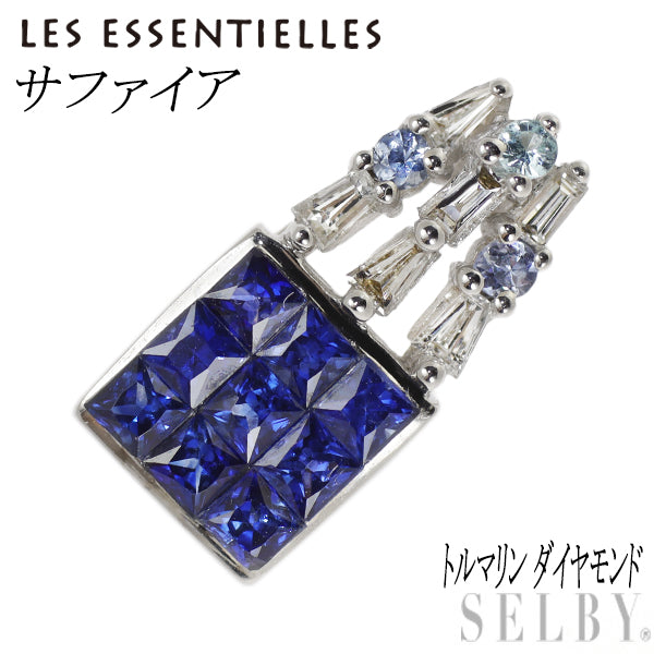 Les Essentiels K18WG Sapphire Tourmaline Diamond Pendant Top 