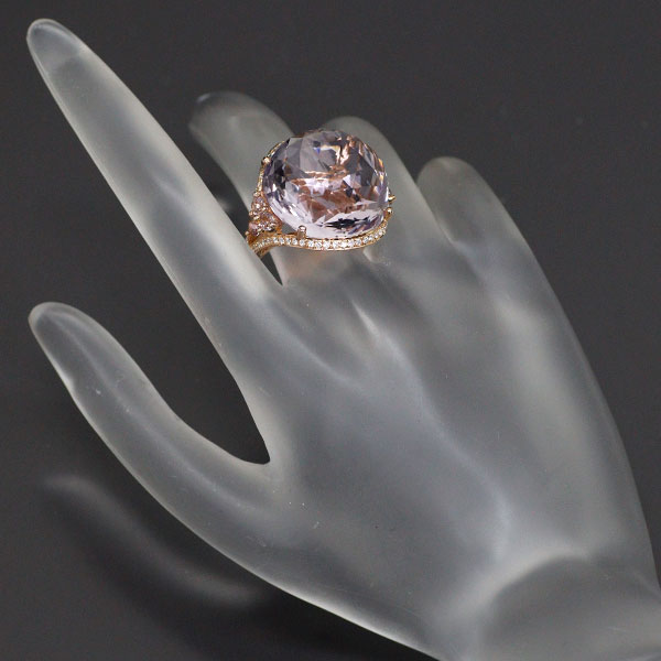 K18PG Amethyst Diamond Ring 35.05ct D0.31ct 