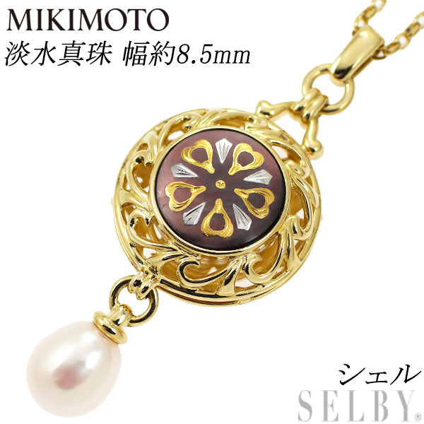 MIKIMOTO K18YG/WG Freshwater Pearl Shell Pendant Necklace Width approx. 8.5mm Pikwe 
