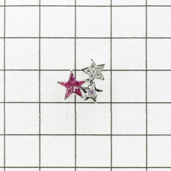 K18WG ルビー ピンクサファイア ダイヤモンド ペンダントトップ 星