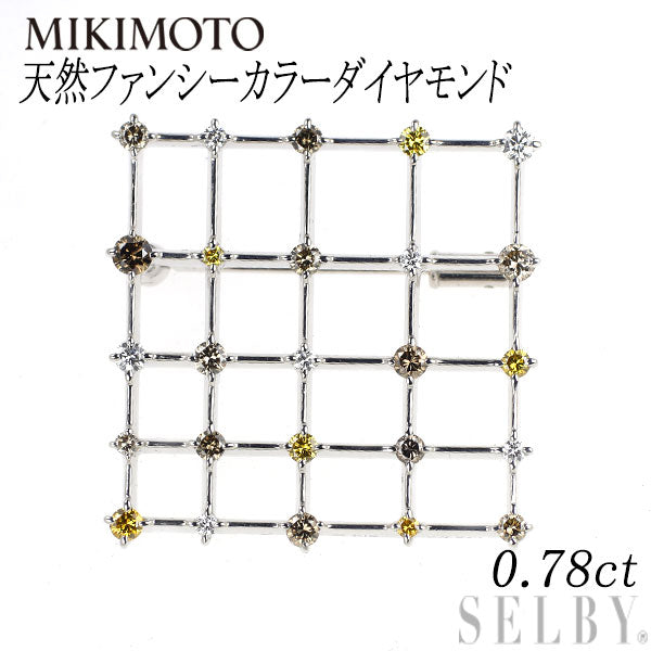 MIKIMOTO K18WG Natural Fancy Color Diamond Brooch 0.78ct 