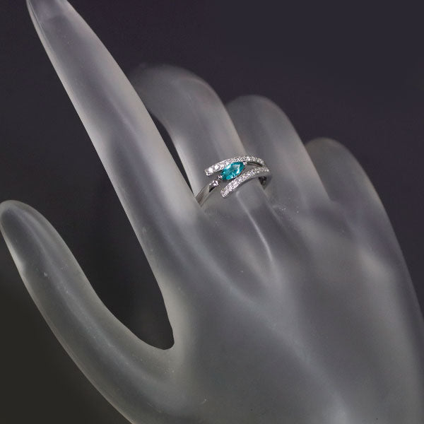 Pt900 Brazilian Paraiba Tourmaline Diamond Ring 0.20ct D0.13ct 