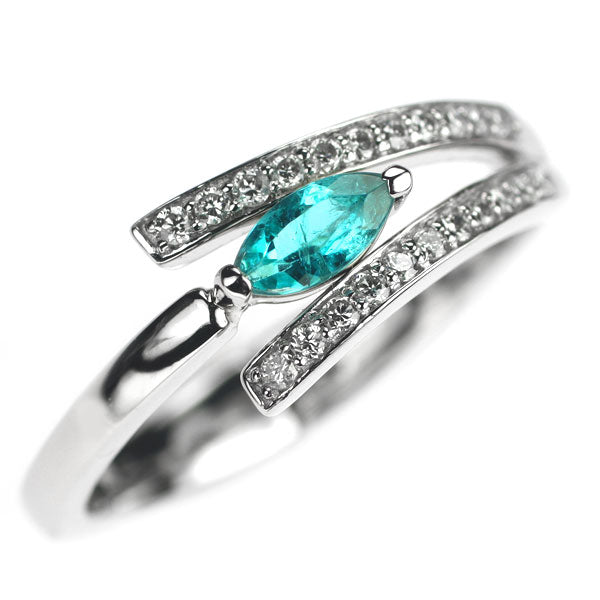 Pt900 Brazilian Paraiba Tourmaline Diamond Ring 0.20ct D0.13ct 