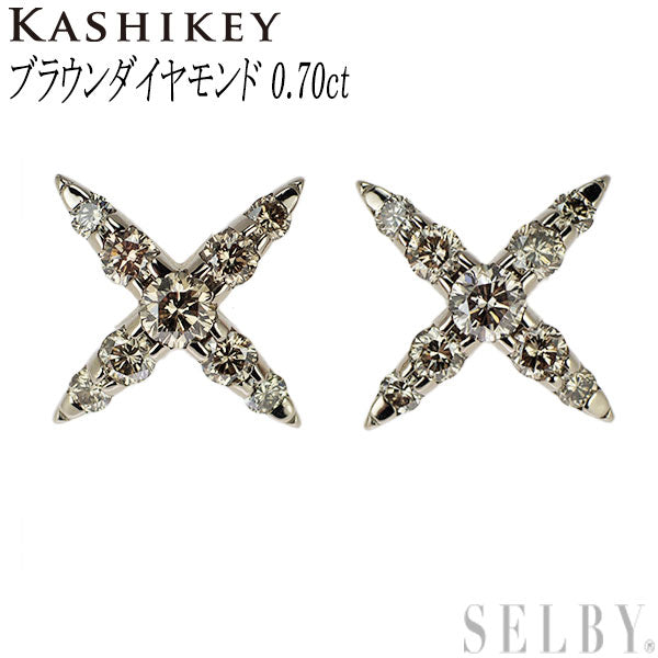 Kashikei K18BG Brown Diamond Earrings 0.70ct Naked 