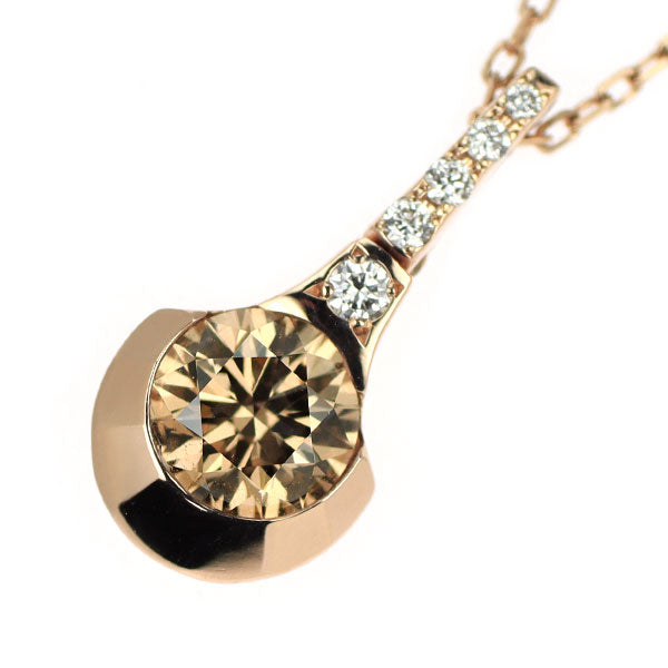 Kashikei K18PG Brown Diamond Pendant Necklace 0.30ct D0.02ct Unforgettable Dots 