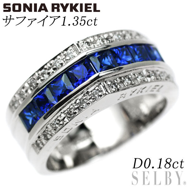 Sonia Rykiel Pt950 Sapphire Diamond Ring 1.35ct D0.18ct 