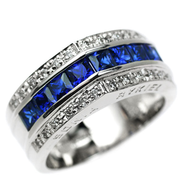 Sonia Rykiel Pt950 Sapphire Diamond Ring 1.35ct D0.18ct 