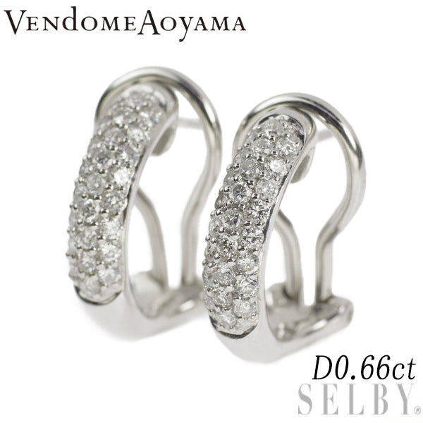 Vendome Aoyama K18WG Diamond Earrings 0.66ct Pavé 
