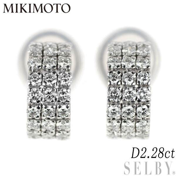 MIKIMOTO K18WG Diamond Earrings 2.28ct 