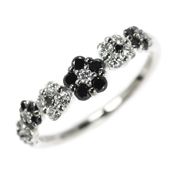 Ponte Vecchio K18WG Black Diamond Ring 0.20ct D0.20ct Flower 