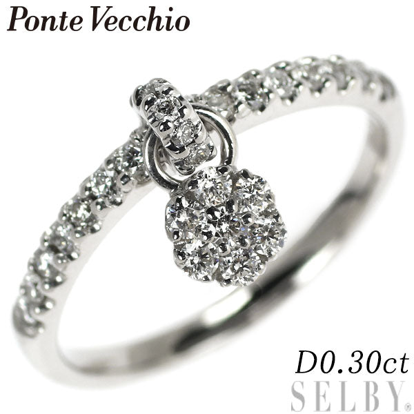 Ponte Vecchio K18WG Diamond Ring 0.30ct Flower 