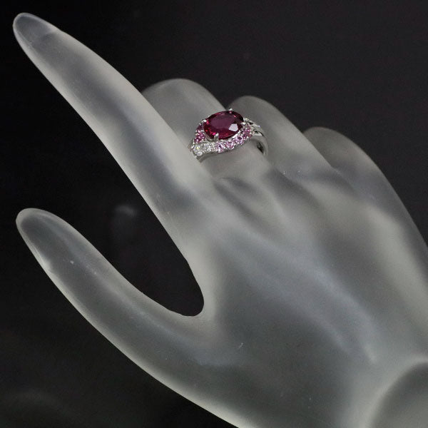 POLA Pt900 Pink Tourmaline Pink Sapphire Diamond Ring 1.80ct PS0.48ct D0.43ct 