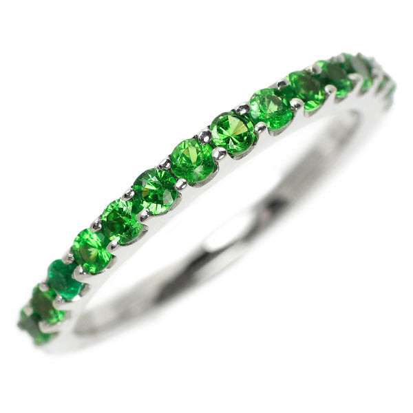 K18WG Green Garnet Ring 0.55ct Half Eternity 