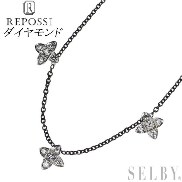 Repossi Black Coating/K18YG/WG Diamond Necklace Flower 