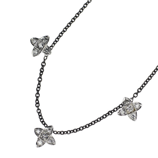 Repossi Black Coating/K18YG/WG Diamond Necklace Flower 