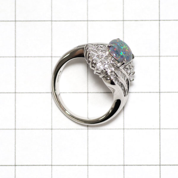 Pt900 ブラックオパール ダイヤモンド リング 1.08ct D1.44ct